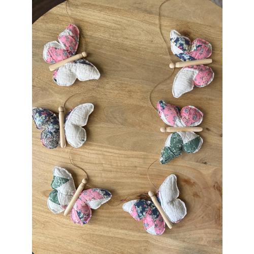 Upcycled Quilt Butterfly Garland, Handmade Nursery Decor