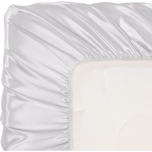 Pro Goleem Satin Soft Crib Sheet Great for Baby with Sensitive Hair Silky Baby Sheet White Unisex 52’’x28’’x8’’ Fitted Sheet