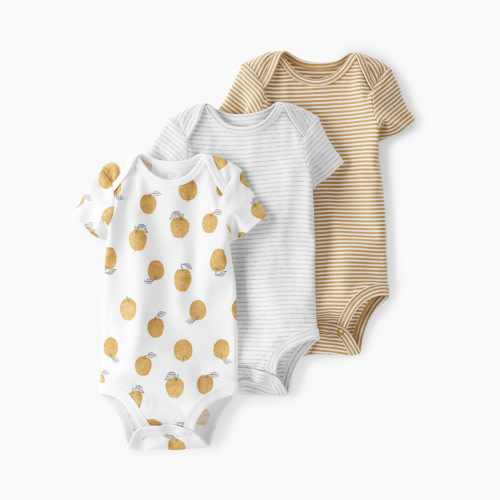 Carter's Little Planet Cotton Rib Bodysuits (3 Pack) - Golden Orchard/Stripes, 3M