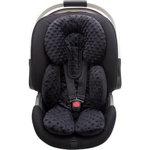 Pro Goleem Infant Car Seat Insert, Baby Head Neck Body Support, Soft Minky Newborn Car Seat Insert, 2-in-1 Reversible, Boys and Girls, Black