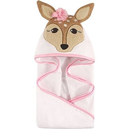 Hudson Baby Unisex Baby Cotton Animal Face Hooded Towel, Fawn, One Size