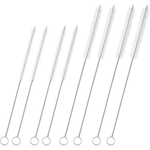 Reusable Straw Cleaner Brush Set - 8PCS Extra Long 12 inch Metal Straw Cleaning Brushes for Tumbler, Sippy Cup, Water Bottles, Pipes