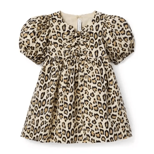 Girl Oat Biscuit Leopard The Leopard Bow Dress by Janie and Jack