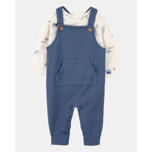 Baby Boy 2-Piece Long-Sleeve Tee & Waffle Knit Coverall Set - Blue/White | Carter's