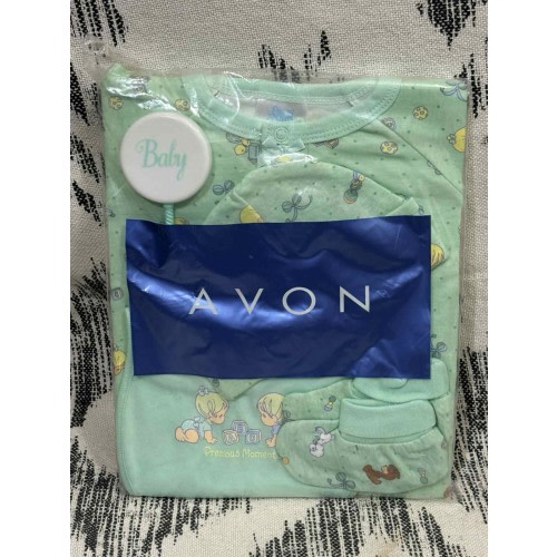Vintage Avon Precious Moments Outfit Size 0-6 Months Bib Booties Cap Rattle NEW