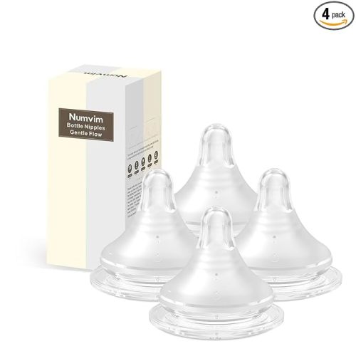 Silicone Bottle Nipple with Latch-On Point, Gentle Flow, Natural Feel (1m+, S, 4 Counts)