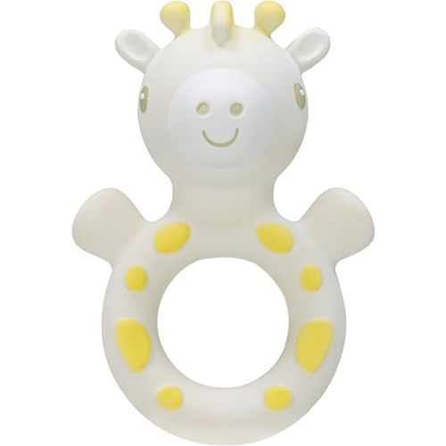 Nuby Giraffe Teether for Infants - 100% Natural Rubber Baby Teething Toy - Easter Basket Stuffer - Easy-Grip and Multi-Textured Surfaces - 3+ Months