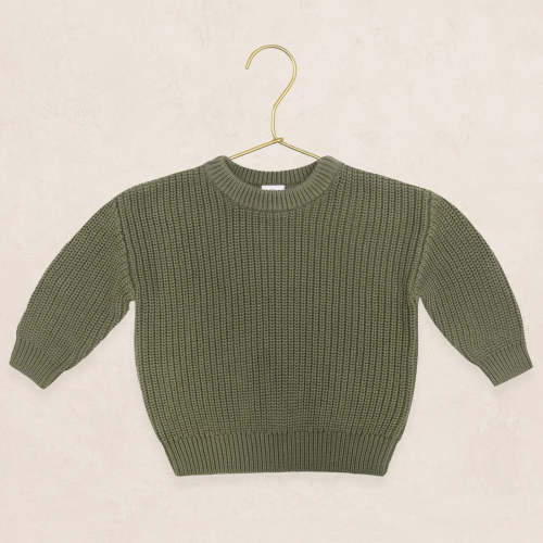 Knit Chunky Sweater - Olive / 3-6 months