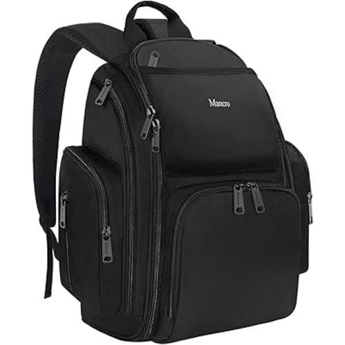 Mancro Backpack Diaper Bag, Waterproof Boy Travel Bag for Dad and Men, Large Multi-Function, Many Pockets, Lightweight, Stylish Diaper Backpack, Black