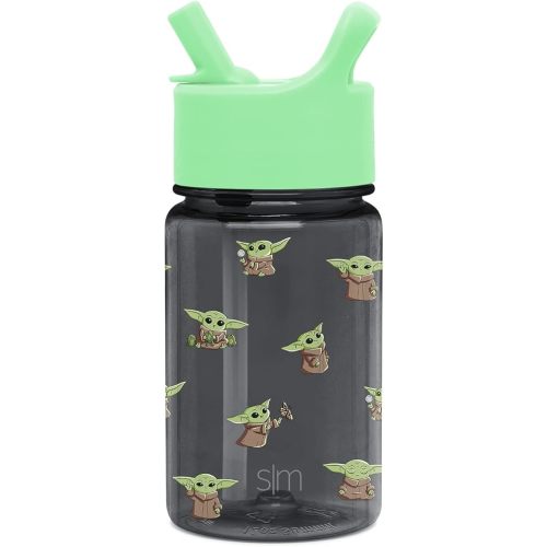Simple Modern Star Wars The Mandalorian Baby Yoda Grogu Kids Water Bottle Plastic BPA-Free Tritan Cup with Leak Proof Straw Lid | Durable for Toddlers, Boys | Summit Collection | 12oz