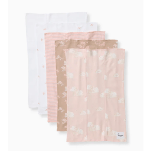 Whimsical Floral Organic Cotton Burp Cloths 5 Pack