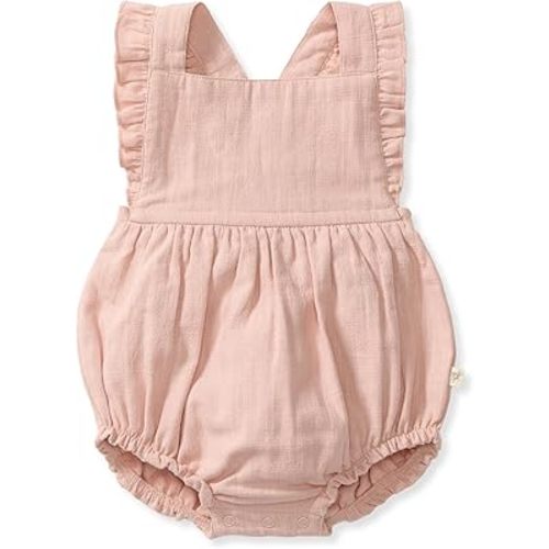 Burt's Bees Baby Girls Bubble Romper, 100% Organic Cotton One-piece Shortall and Layette Girl Outfit