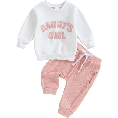 Toddler Baby Girl Clothes Daddys Girl Long Sleeve Pullover Sweatshirt Stretch Jogger Pants Infant Fall Winter Outfit