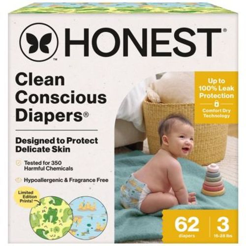 The Honest Company Clean Conscious Diapers UR Ribbiting & Waddle It Be - Size 3 - 62ct