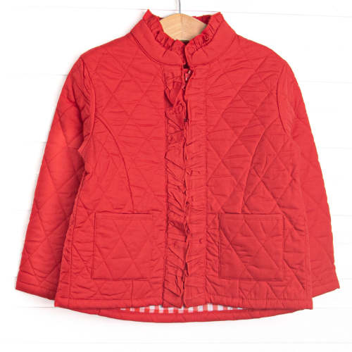 Quilted Ruffle Coat, Red – Stitchy Fish