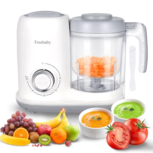 Freebaby 4 in 1 Baby Food Maker and Steamer, One Step Baby Food Processor and Puree Blender, 400ml Big Capacity, Dishwasher Safe Steam Basket, BPA-Free