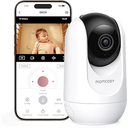 Momcozy Smart WiFi Baby Monitor with Camera and Audio, 5" 1080P Screen with Wall Mount, Motion & Cry Detection, Safe Fence,Clear Night Vision, 5000mAh Battery, 2-Way Talk, Photo & Video Recording,BM04