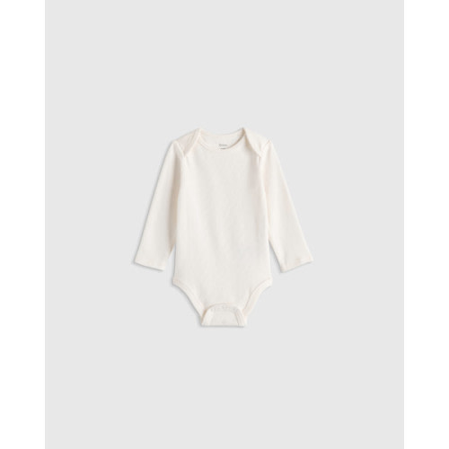 100% Organic Cotton Long Sleeve Bodysuit - Baby in White
