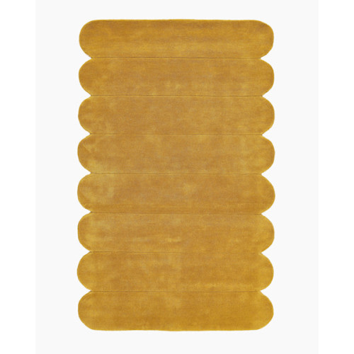 Scalloped Border 9x12 Rug in Mustard