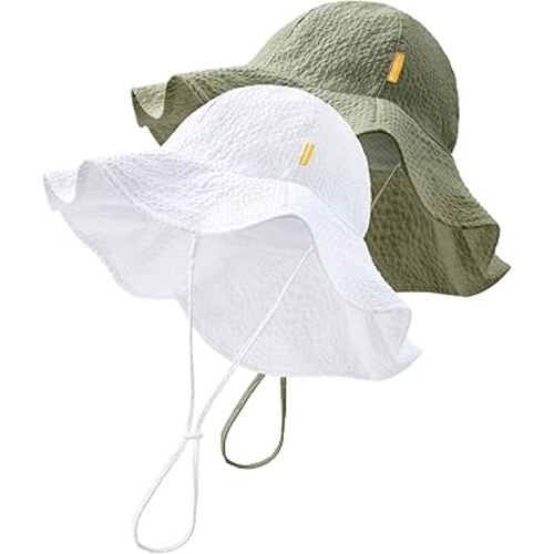 HONGTEYA Baby Sun Hat Toddler Girl Beach Hat Adjustable Outdoor Summer Hat Sun Protection Wide Brim Infant Kids