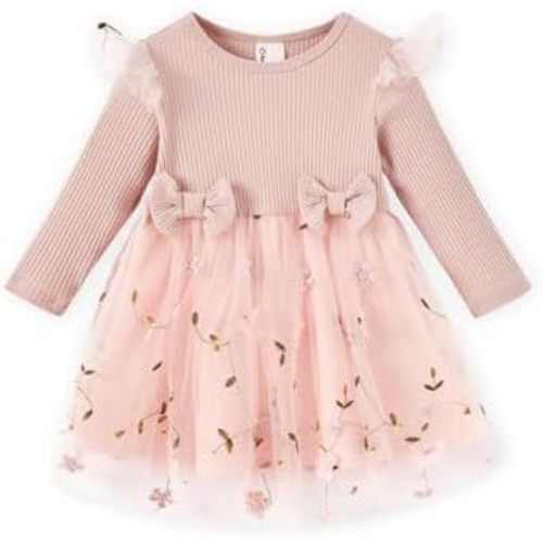PATPAT Baby Girl Dress Christmas Winter Toddler Birthday Party Tulle Long Sleeve Tutu Dresses 3-24 Months Clothes