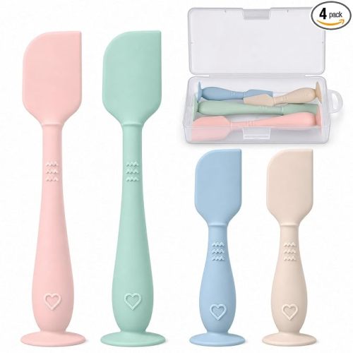 4-Pack Diaper Cream Spatula with Travel Case, Soft Baby Butt Spatula – Silicone Butt Paste Spatula, Convenient Diaper Spatula, Ideal Baby Shower Gift