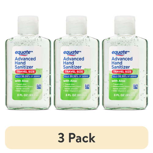 (3 pack) Equate Advanced Hand Sanitizer with Aloe, Travel Size, 3 fl oz
