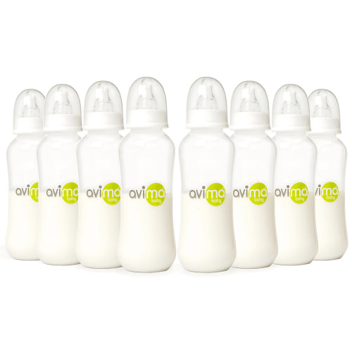 Avima Anti-Colic Baby Bottle, Standard Neck 10 oz, Medium Flow, Stage 2, 8 Pack Set