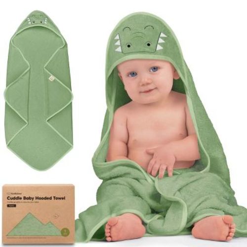 KeaBabies Cuddle Baby Hooded Towel, Organic Baby Bath Towel, Hooded Baby Towels, Baby Beach Towel for Newborn, Kids (Alligator, Regular)