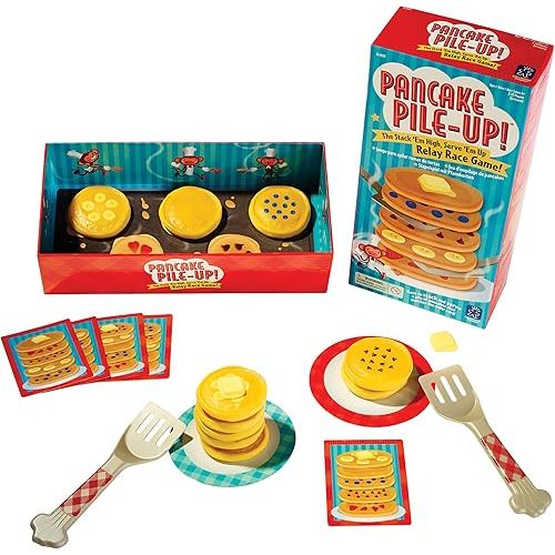 Educational Insights Pancake Pile-Up, Sequence Relay Board Game for Preschoolers, For 2-4 Players, Easter Basket Stuffers for Kids, Gift for Kids Ages 4+