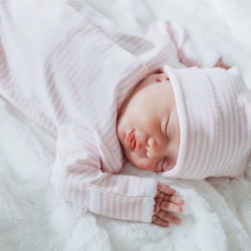 Magnolia Baby Girl Striped Footie - Pink