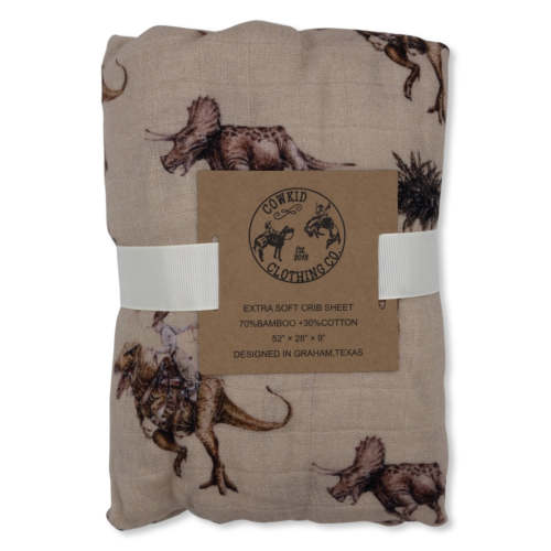 Cowboy Dino Bamboo Muslin Crib Sheet – Cowkid Clothing Company