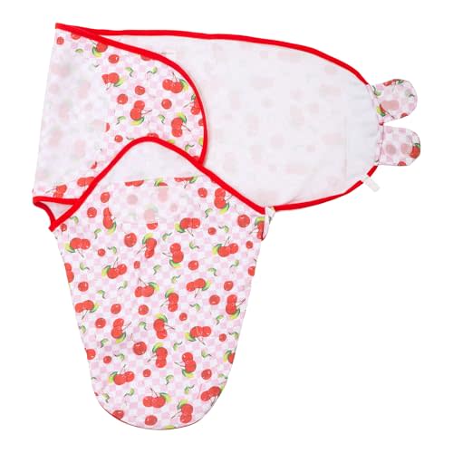 LollyBanks Baby Swaddles, 100% Cotton Baby Girl Sleep Swaddle, 0-3 Months Swaddle Sack for Girls with Easy Change Zipper, Newborn Sleep Swaddles Nursery Swaddling Blankets (Cherry Print)