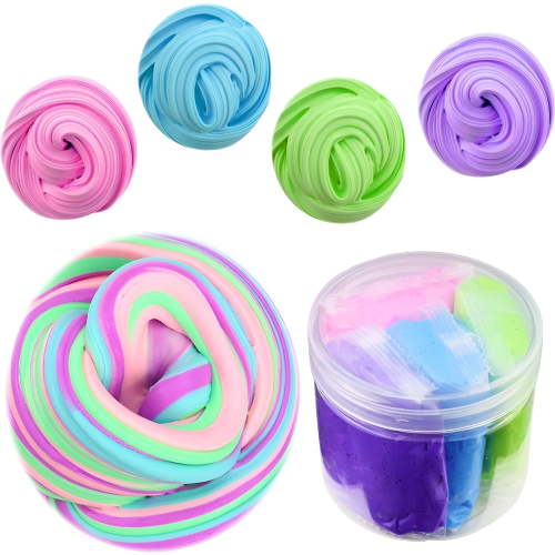 BESTSKY Butter Slime Kit,4 Pack Fluffy Slime,Super Stretchy and Non-Sticky,Educational Stress Relief Slime Toys for Girls Boys Kids