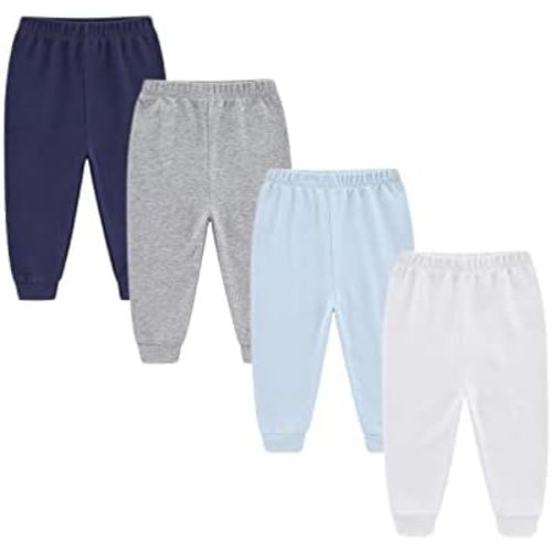 Unisex Newborn Baby Cotton 4-Pack Pants Embroidery Pringting Casual Leggings 0-24 Months for Boys and Girls