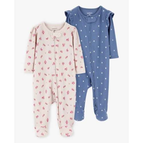 Baby 2-Pack  Ribbed 2-Way Zip Sleep & Play Pajamas - Blue/Khaki - Carter's | Carter's
