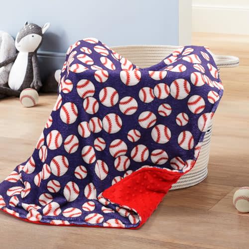Vansolinne Baseball Blanket for Boys Super Soft Fleece Infant Blanket with Dotted Backing Double Layer Newborn Toddler Blankie for Nursery Stroller Crib Gift Ideas to Son Grandson 26.5 * 40 Inches