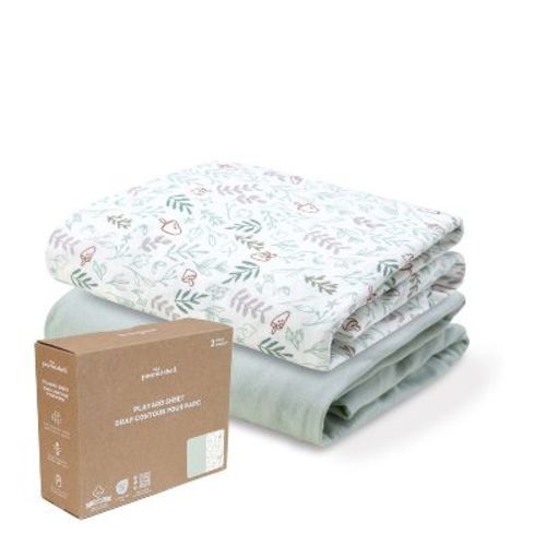 The Peanutshell Woodland Botanical, Solid Sage Organic Cotton Playard Sheets for Baby Boys and Girls, 2 Pack