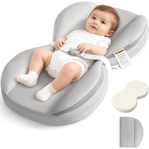 Baby Changing Pad with Waterproof & Wipe-Clean, Non-Slip Foldable PU Diaper Changing Pad, Adjustable Safety Belt, Changing Pad for Dresser, Changing Table,28"X16",Gray