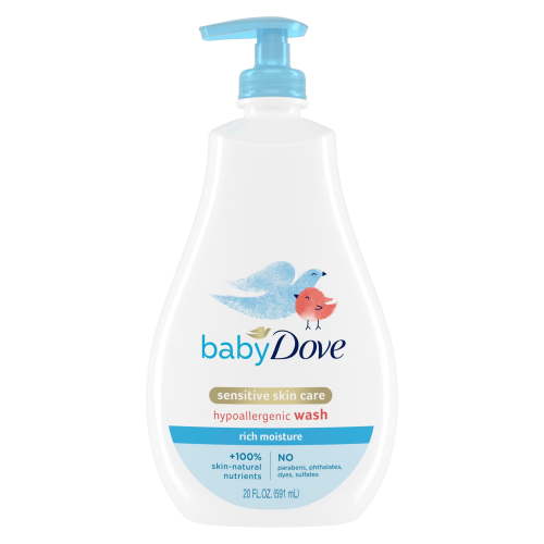 Baby Dove Sensitive Skin Care Baby Wash For Baby Bath Time Rich Moisture Tear-Free and Hypoallergenic, 20 Fl Oz