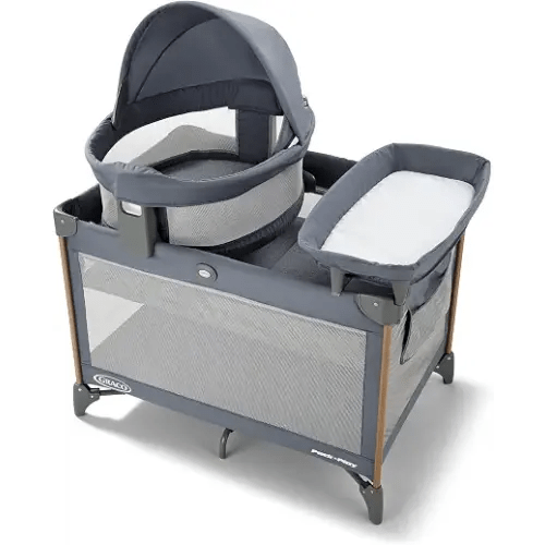 Graco Travel Dome Lux Pack 'n Play Playard, Rome | 5 Modes: Elevated & Full-Size Infant Bassinet, Lift-Out Bassinet, Diaper Changer, & Toddler Playard; Travel-Ready