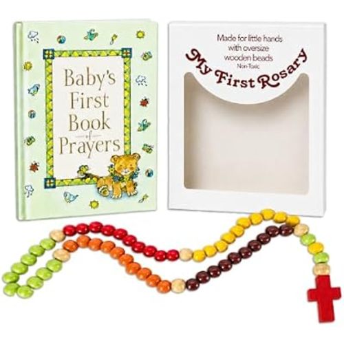 Baby Catholic Baptism Gift Set, Includes Baby's First Rosary and Baby's First Book of Prayers, Perfect Baptism, Christening, Shower Gifts
