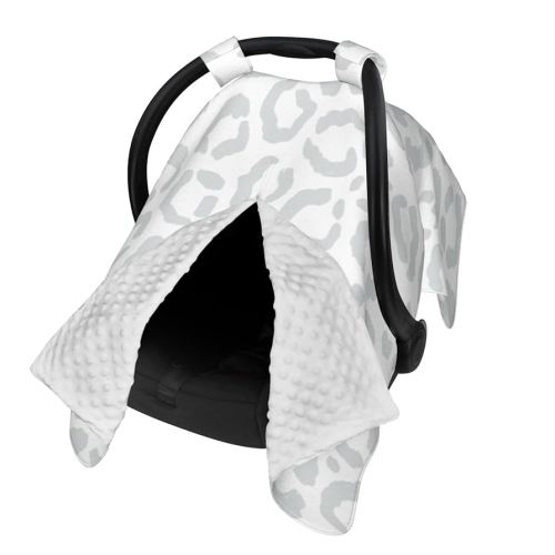 White Gray Leopard Cheetah Animal Print Baby Car Seat Canopy Cover Multi Use Nursing Cover for Newborn Car Seat Canopy Mom Nursing Breastfeeding Covers Newborn Shower Gift