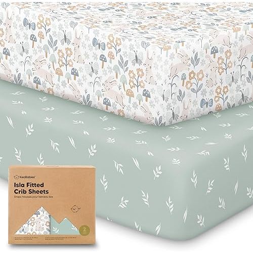 KeaBabies 2-Pack Baby Crib Sheets for Boys, Girls - 52x28 Viscose Derived from Bamboo Toddler Bed Sheets Neutral, Fitted Crib Mattress Cover for Standard Baby Bedding, Soft & Cozy (Prairie)