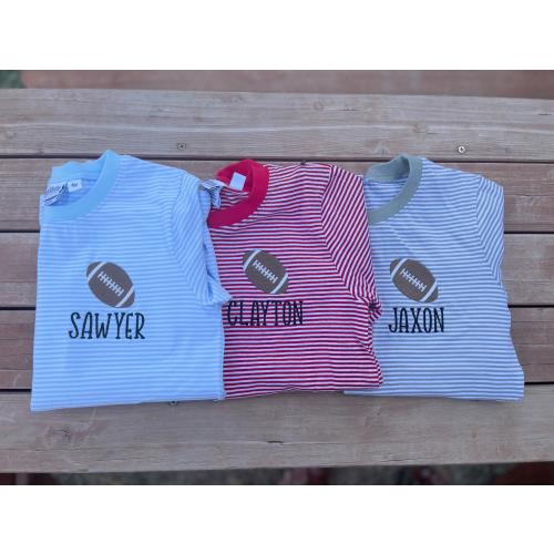 Monogrammed Football Tee, Personalized Kids Game Day Shirt