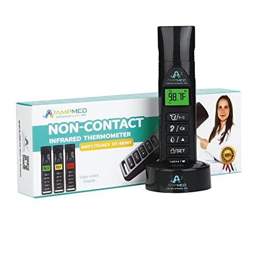 Baby Forehead & Ear Thermometer, 3-in-1 Infrared, Stand, Black | Touchless, For Baby, Infants, Toddlers, Kids & Adults, Base Stand & Clock