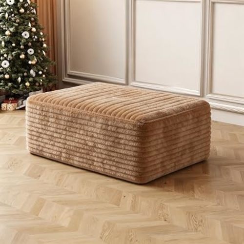 Corduroy Ottoman 37.4" Modular Footrest w/Foam, No Assembly, Taupe Brown
