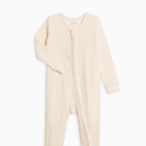 Maya Brushed Back Pointelle Footed Zipper Sleeper