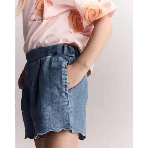Toddler Girl Scalloped Shorts in Denim - Otter Avenue | Carter's