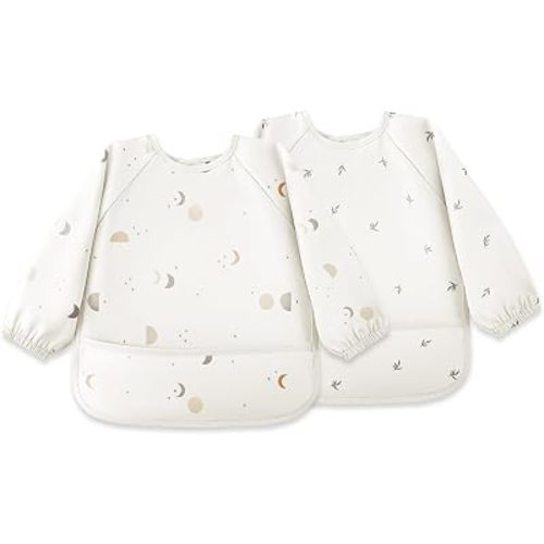Susurration Baby Long Sleeve Bib Waterproof Sleeved Bib Smock for Baby